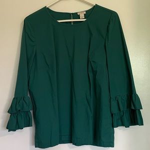 J. Crew ruffle-sleeve top, Size 12